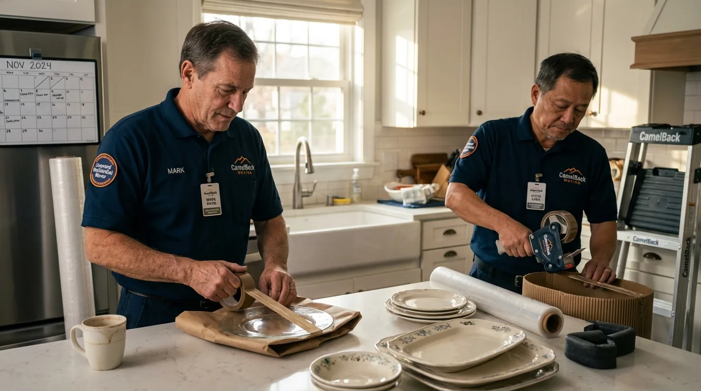 Professional crew packing kitchen dishware in Rahway, NJ